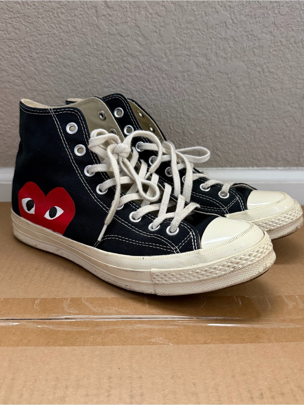 Comme des Garcons Black High-Top Sneakers with Red Heart (like new)(comes as is)